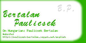 bertalan paulicsek business card